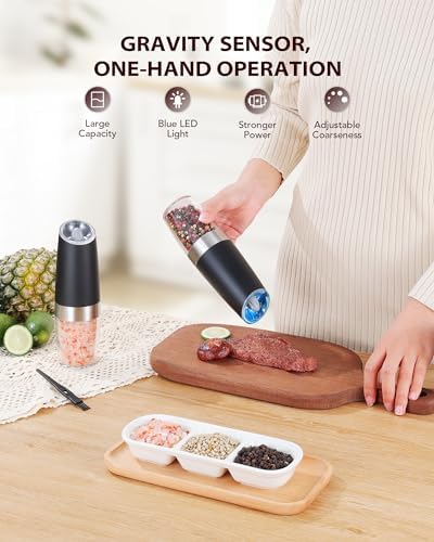 Sangcon Gravity Electric Salt and Pepper Grinder Set