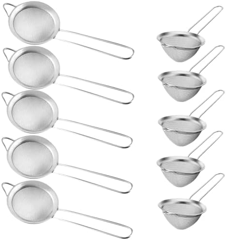 10-Piece Stainless Steel Tea Juice Strainer Set