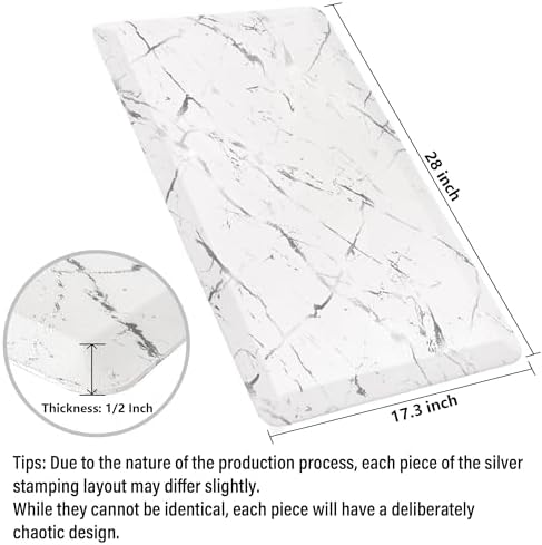 Sturdy Silver Anti-Fatigue Kitchen Mat 173x28 Inch Non-Slip Waterproof Luxurious Surface