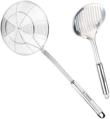 Durable Stainless Steel Skimmer Strainer Spoon Set Easy to Clean and dishwasher Safe