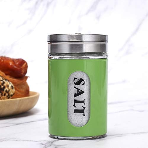 STJKBDFC Salt Pepper Shakers Stainless Steel Glass Set Green