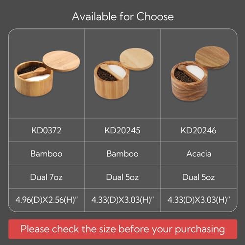 KITCHENDAO Bamboo Salt and Pepper Bowl Box