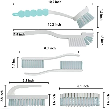 6 PCS Cleaning Brush Set for Kitchen and Bathroom with Sky Blue