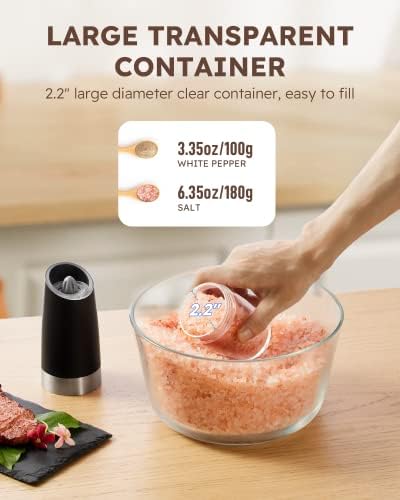 Sangcon Gravity Electric Salt and Pepper Grinder Set