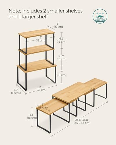 3-Piece Expandable Stackable Kitchen Organizer Dark Beige Multi-Use Storage Solution
