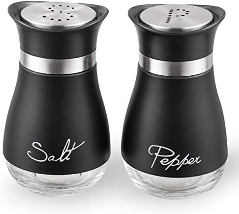 Lonffery Salt Pepper Set Stainless Steel Glass Elegant Design for Daily Use