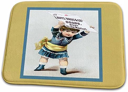 Dish Drying Mat with Little Girl in Blue Dress - Durable Absorbent
