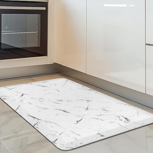 Sturdy Silver Anti-Fatigue Kitchen Mat 173x28 Inch Non-Slip Waterproof Luxurious Surface