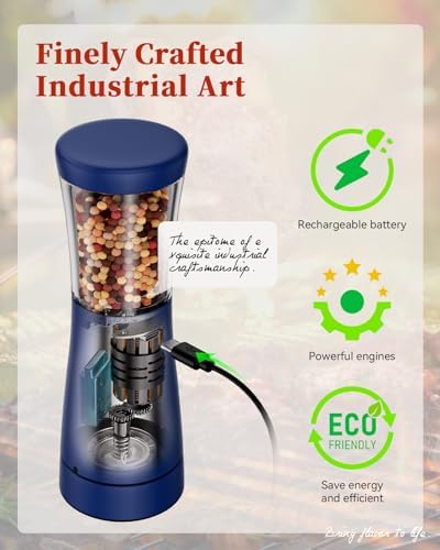 Ergonomic Electric Salt and Pepper Grinder Set with 45 oz Capacity