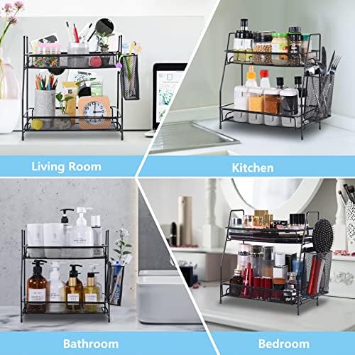 Le Miktle Multifunctional Counter Organizer for Kitchen Bathroom Bedroom Black