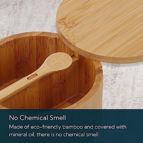 KITCHENDAO Bamboo Salt and Pepper Bowl Box
