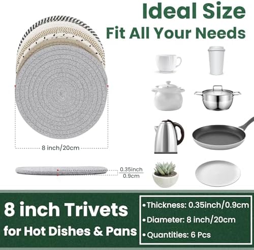 8-Inch Heat-Resistant Trivets for Kitchen Use