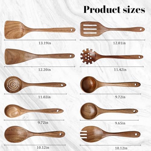 Elegant 10-Piece Acacia Wooden Cooking Utensils Tool Set