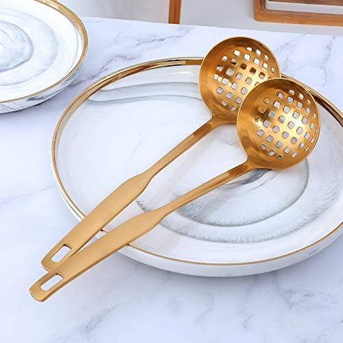 2-Piece Gold Colander Ladle Set for Hotpot