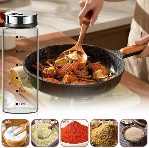 2Pcs Glass Salt Pepper Shakers with Adjustable Pour Holes and Removable Lids