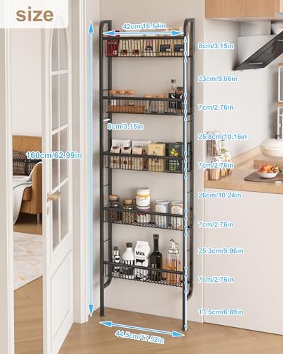 UM DONX 5-Tier Narrow Bathroom Shelf Black