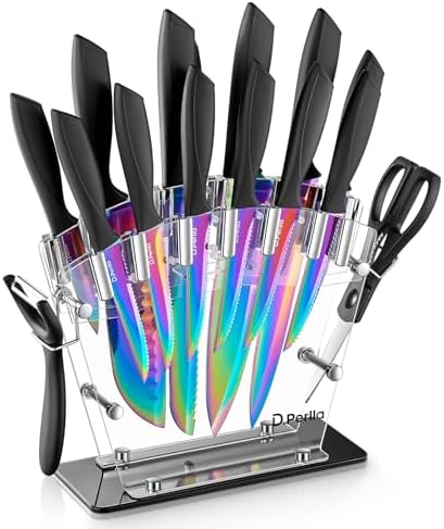 DPerlla Rainbow Titanium Knife Set Premium Sharp Ergonomic Stylish Kitchen Tools