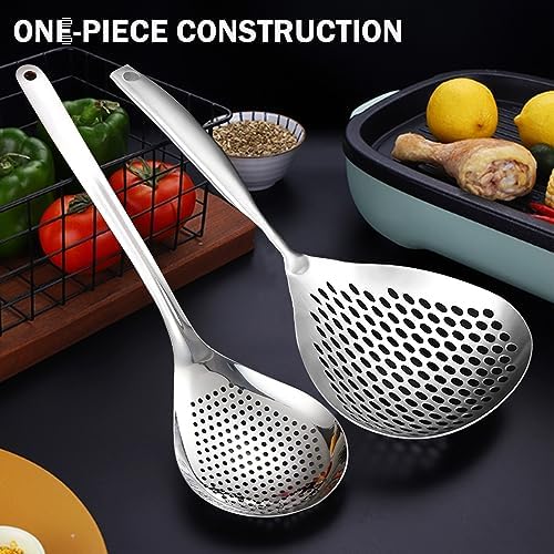 KAYCROWN Skimmer Slotted Spoon Set 2-Piece Stainless Steel Kitchen Cooking Frying Strainer