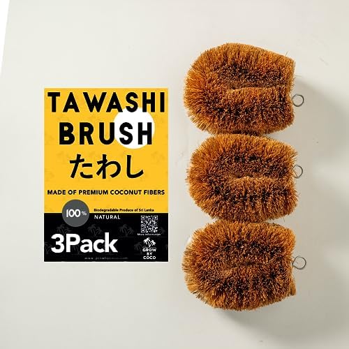 Eco-Friendly 3-Pack of 100 Natural Coconut Coir Kitchen Brushes