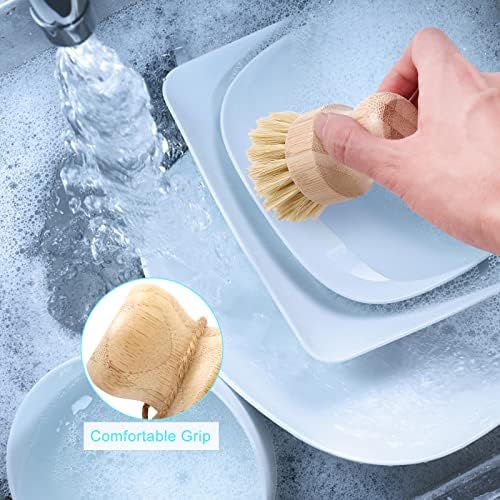 Natural Bamboo Dish Brush Set 2-Pack