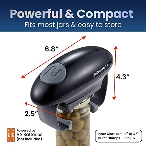 Elite Gourmet EJO800 High Power Torque Automatic Jar Opener BlackGray