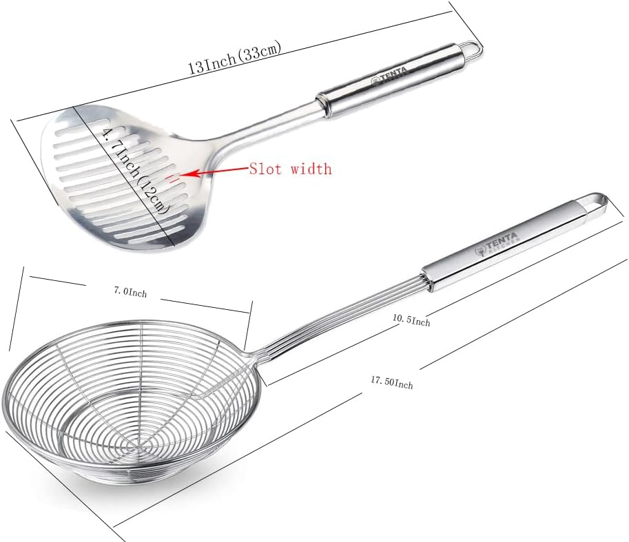 Durable Stainless Steel Skimmer Strainer Spoon Set Easy to Clean and dishwasher Safe