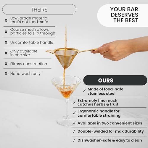 Professional Bartender Strainer Double-Strain 304 Steel Ergonomic Design