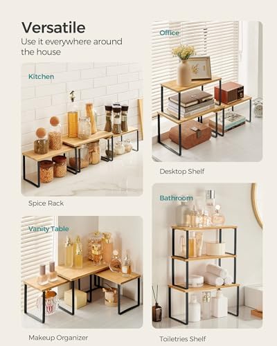 3-Piece Expandable Stackable Kitchen Organizer Dark Beige Multi-Use Storage Solution