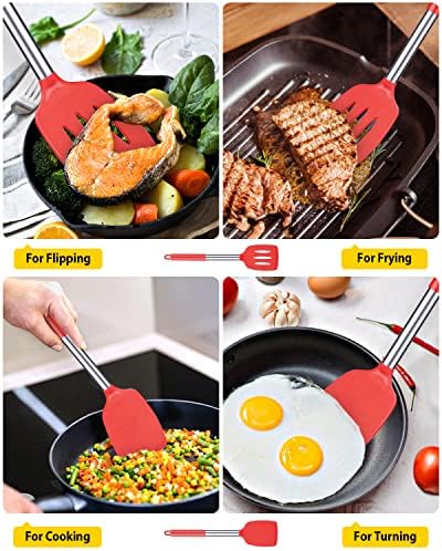 High Heat Silicone Turners Red Set of 2 BPA Free Perfect Kitchen Essential