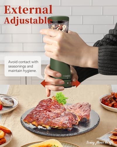 TOMEEM Electric Salt and Pepper Grinder Set - Compact Rechargeable and Ergonomic