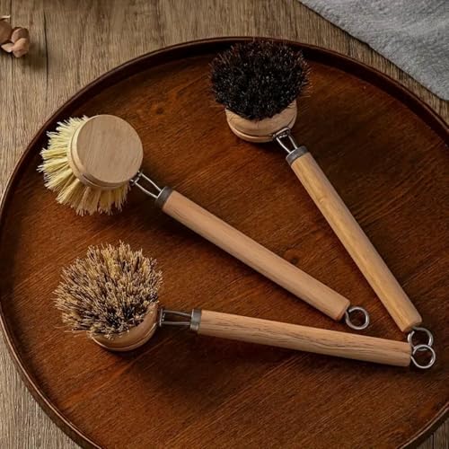 Sturdy Bamboo Dish Brush with Handle for Effortless Cleaning