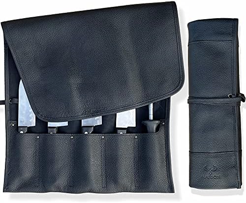 Premium Calf Leather Chefs Knife Storage Roll Bag