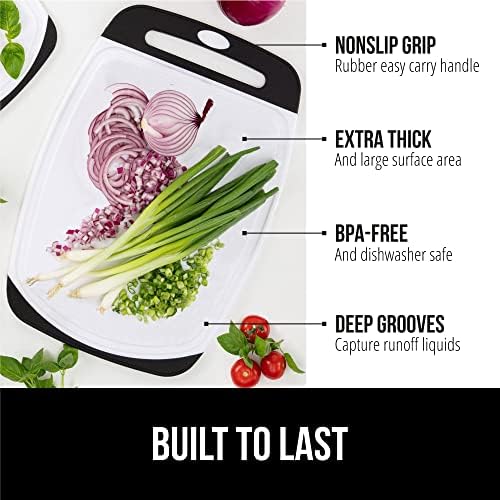 GORILLA GRIP 3-Piece BPA-Free Reversible Kitchen Cutting Board Set