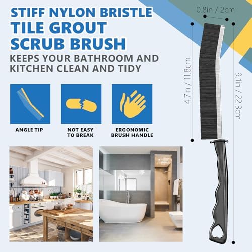 Quilted Hard Bristle Crevice Cleaning Brush for Bathrooms kitchens