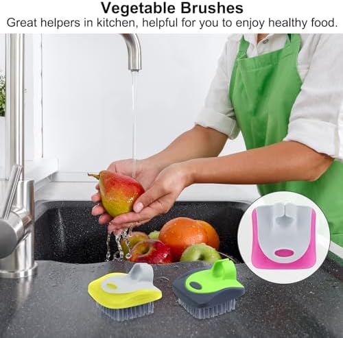 Aodaer 4 Piece Vegetable Brush with Silicone Grips