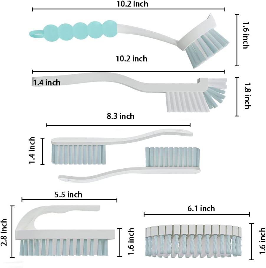 6 PCS Cleaning Brush Set for Kitchen and Bathroom with Sky Blue