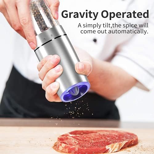 Electric Salt Pepper Grinder Set With Adjustable Grating LED Illumination