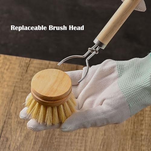 Sturdy Bamboo Dish Brush with Handle for Effortless Cleaning