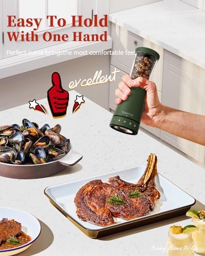 TOMEEM Electric Salt and Pepper Grinder Set - Compact Rechargeable and Ergonomic