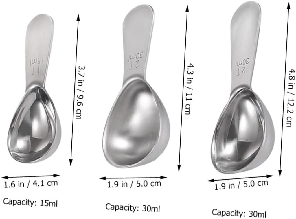 Cabilock 3-Piece Stainless Steel Measuring Spoons Ergonomic Design Stackable Kitchen Tools