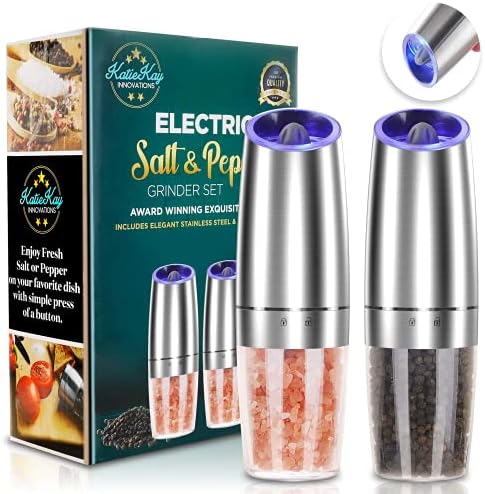 Electric Salt Pepper Grinder Set With Adjustable Grating LED Illumination