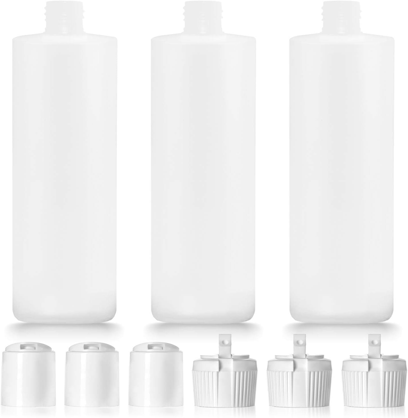 Pack of 3 Reusable 16oz BPA-Free Plastic Bonds with 6 Caps