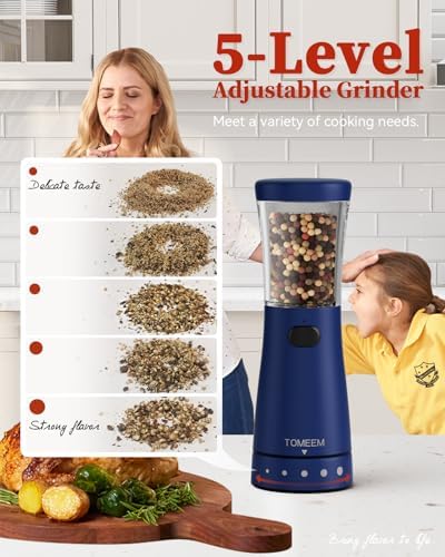 Ergonomic Electric Salt and Pepper Grinder Set with 45 oz Capacity
