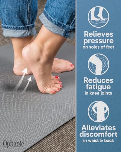 Ergonomic Kitchen Mat - 910 inch Thick Waterproof Anti-Fatigue 20x39 Grey