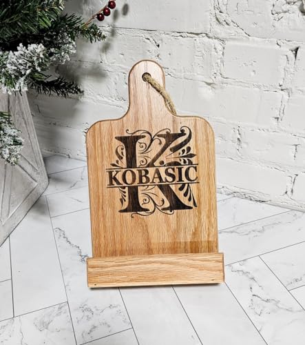 Handmade Personalized Oak Recipe Stand Custom Keyboard for Recipe Storage