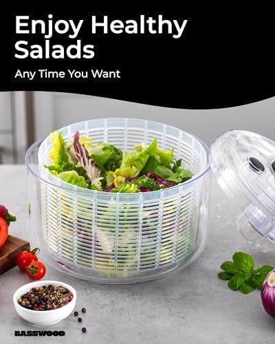 Basswood Pump Salad Spinner with Bowl and Colander - 47 Qt