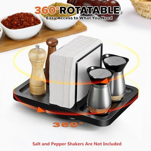 Gomyrod Rotating Napkin Holder Black Smooth Durable Kitchen Bathroom Organizer