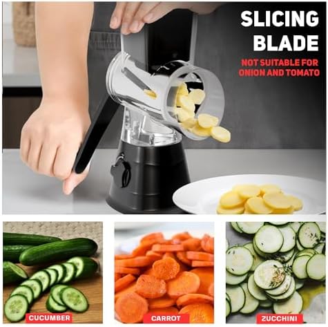Experience the Convenience of Nonnis Kitchen - 3 Blade Manual Cheese Grater