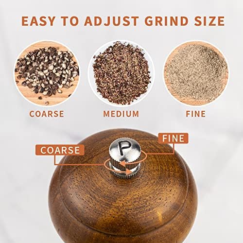 Beautiful Oak Wood Salt Pepper Grinder Set with Elegant Design
