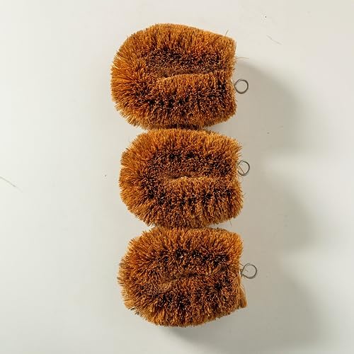 Eco-Friendly 3-Pack of 100 Natural Coconut Coir Kitchen Brushes